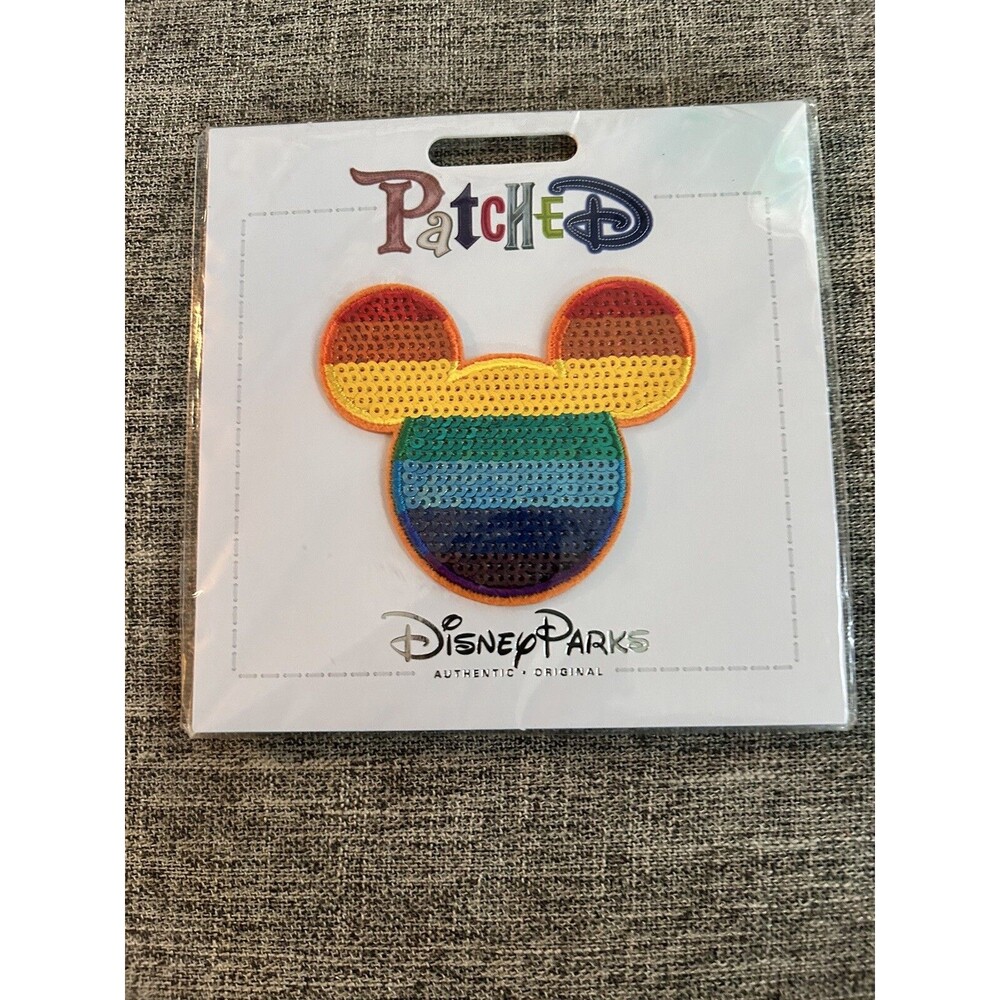 Disney Parks Pride Mickey Logo Rainbow Patch Embroidered Sew On Patch New